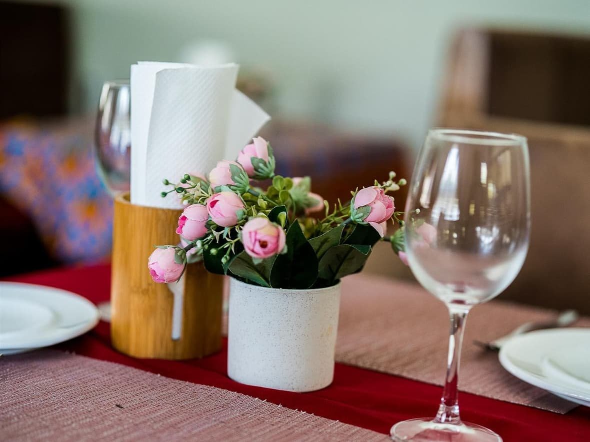 A table laid in the restaurant
