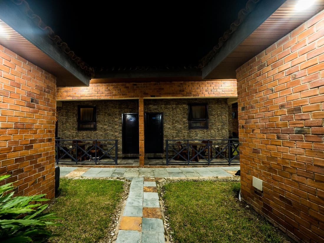 The chalets after dark