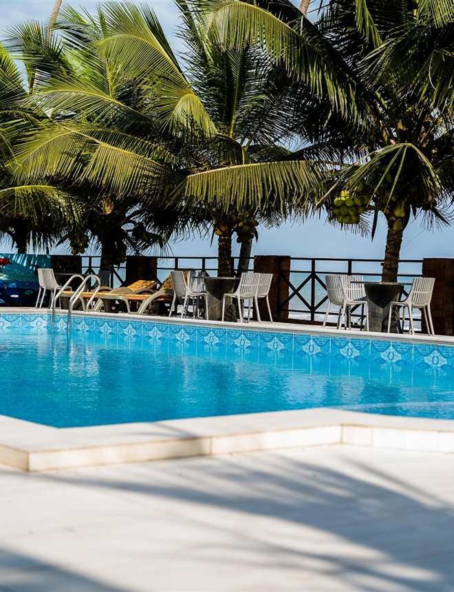 The pool with the Atlantic beyond it